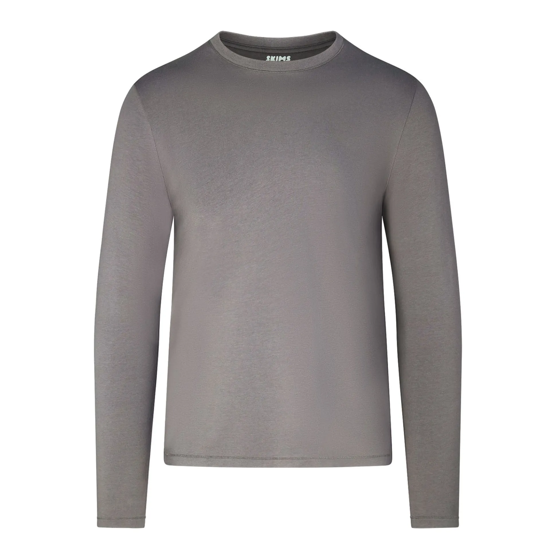 SKIMS COTTON MENS LONG SLEEVE T-SHIRT | WASHED GUNMETAL