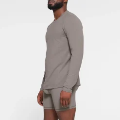 SKIMS COTTON MENS LONG SLEEVE T-SHIRT | WASHED GUNMETAL