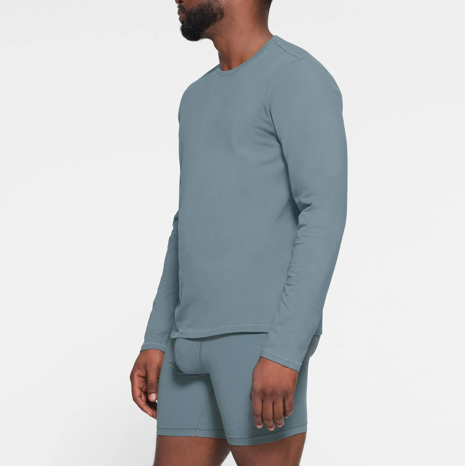 SKIMS COTTON MENS LONG SLEEVE T-SHIRT | KYANITE
