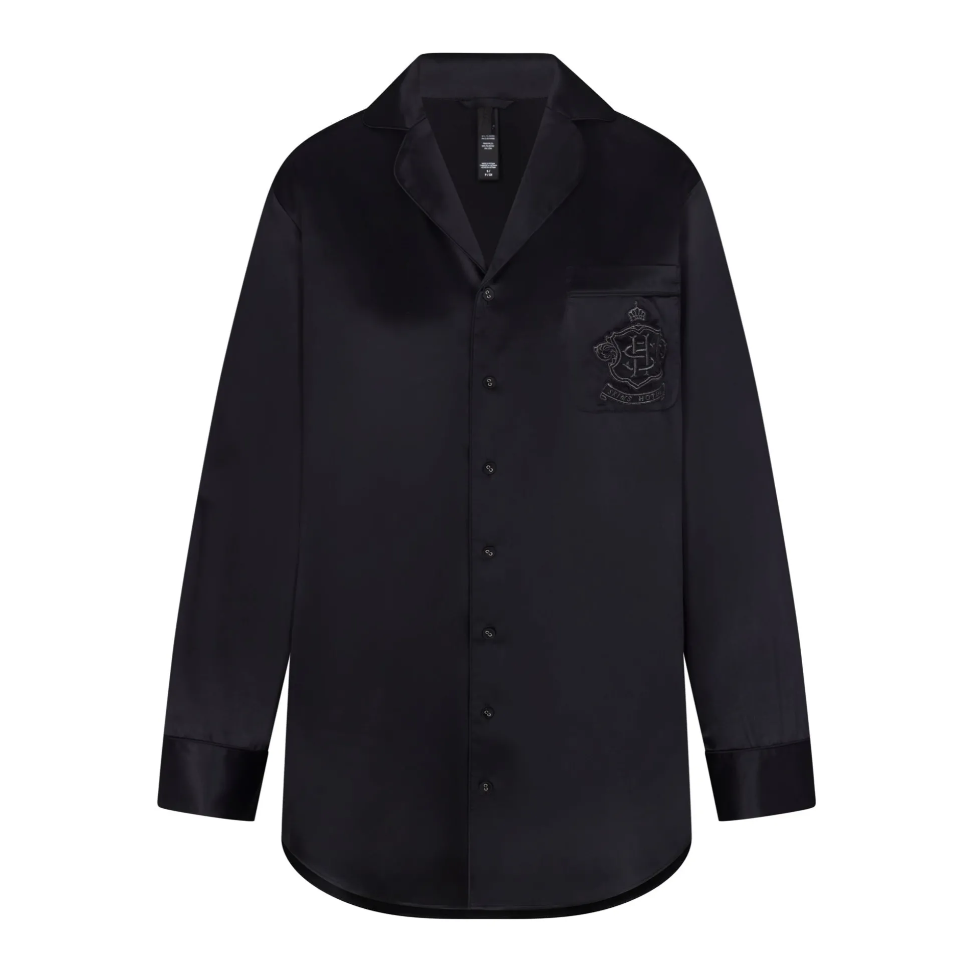 SKIMS HOTEL SHINE BUTTON UP SLEEP DRESS | ASH