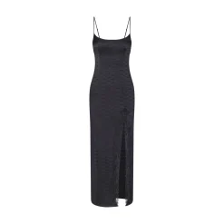 SKIMS JACQUARD LACE LONG DRESS | ONYX