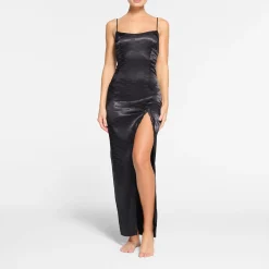 SKIMS JACQUARD LACE LONG DRESS | ONYX