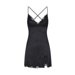 SKIMS JACQUARD LACE SLIP DRESS | ONYX