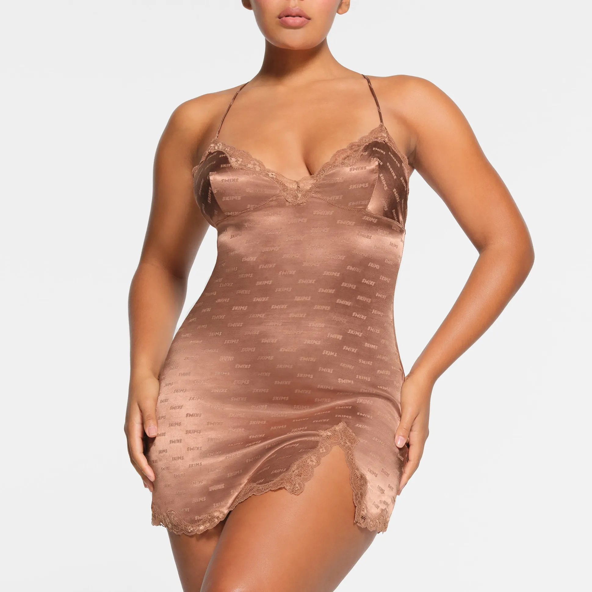 SKIMS JACQUARD LACE SLIP DRESS | JASPER
