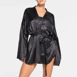 SKIMS JACQUARD SHORT ROBE | ONYX