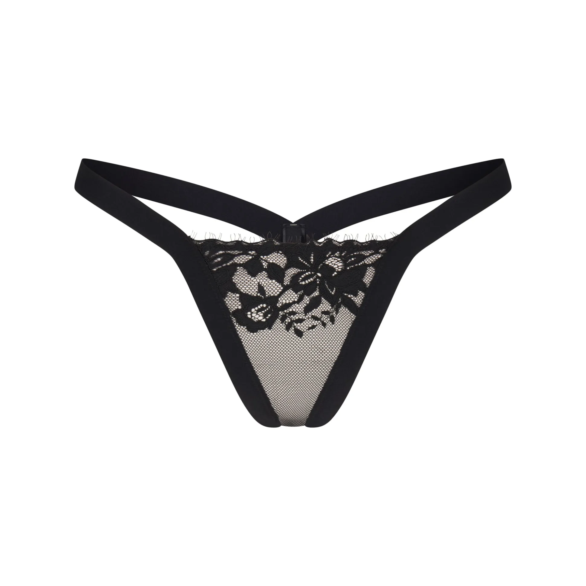 SKIMS LACE BUTTERFLY THONG | ONYX