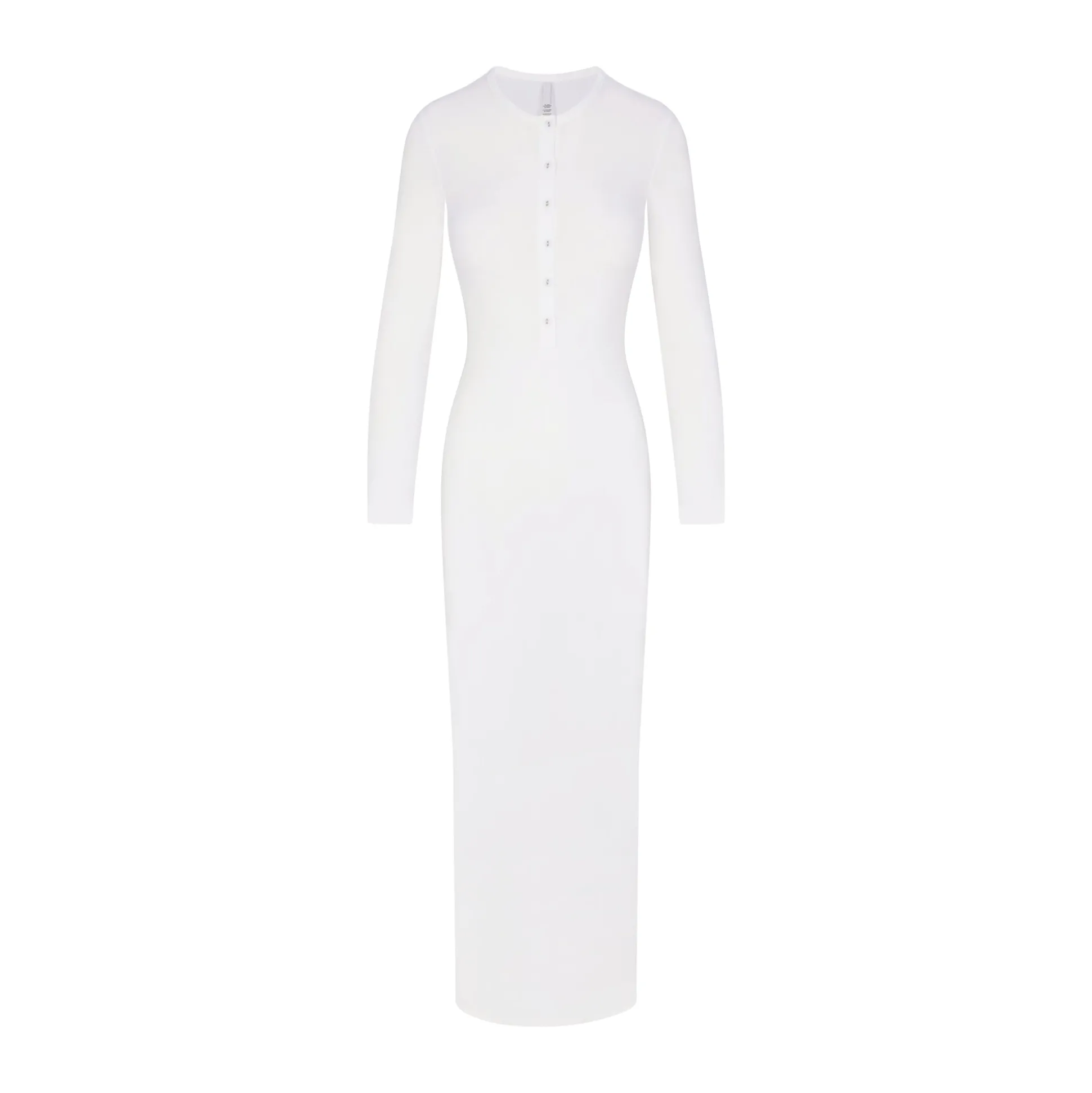 SKIMS SLEEP HENLEY LONG DRESS | SNOW