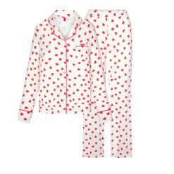 SKIMS SLEEP LONG SLEEVE BUTTON UP SET | RUBY AND MARBLE HEART