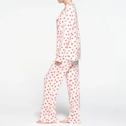 SKIMS SLEEP LONG SLEEVE BUTTON UP SET | RUBY AND MARBLE HEART