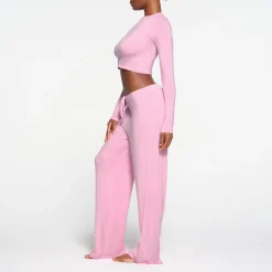 SKIMS SLEEP SUPER CROPPED LONG SLEEVE | BUBBLE GUM