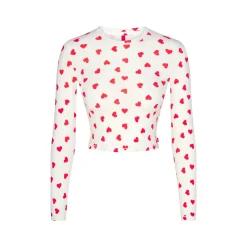 SKIMS SLEEP SUPER CROPPED LONG SLEEVE | RUBY AND MARBLE HEART
