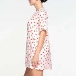 SKIMS SLEEP T-SHIRT MINI DRESS | RUBY AND MARBLE HEART