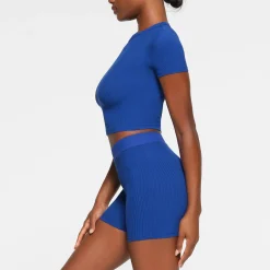 SOFT LOUNGE CROPPED T-SHIRT | COBALT