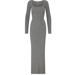 SOFT LOUNGE LONG SLEEVE DRESS | HEATHER GREY