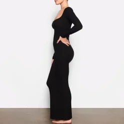 SOFT LOUNGE LONG SLEEVE DRESS | ONYX