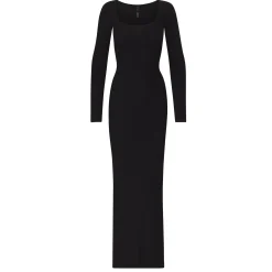 SOFT LOUNGE LONG SLEEVE DRESS | ONYX
