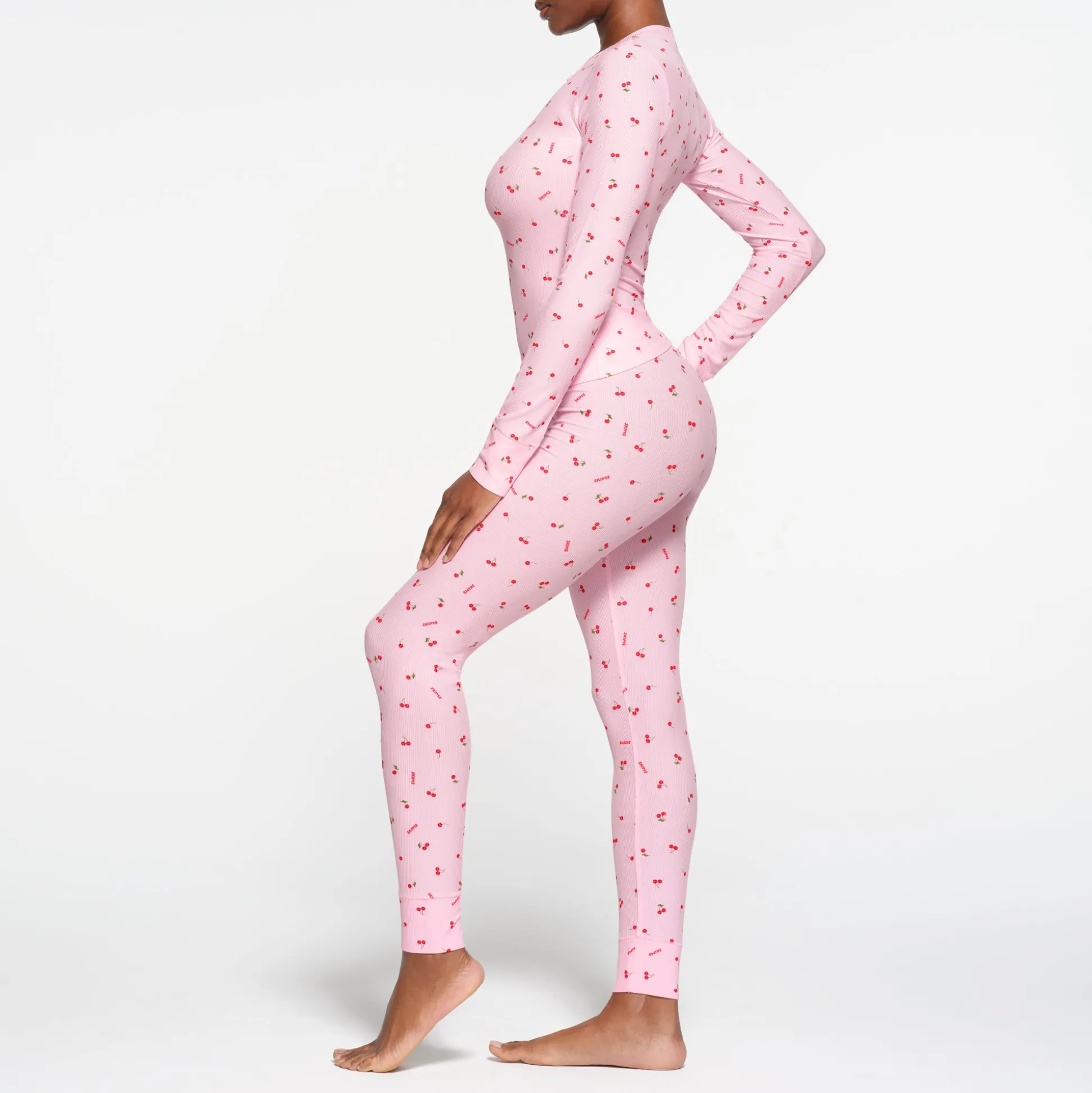 SOFT LOUNGE LONG SLEEVE HENLEY | CHERRY BLOSSOM PRINT