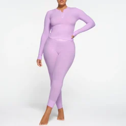 SOFT LOUNGE LONG SLEEVE HENLEY | SUGAR PLUM