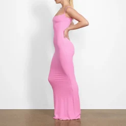 SOFT LOUNGE LONG SLIP DRESS | BUBBLE GUM