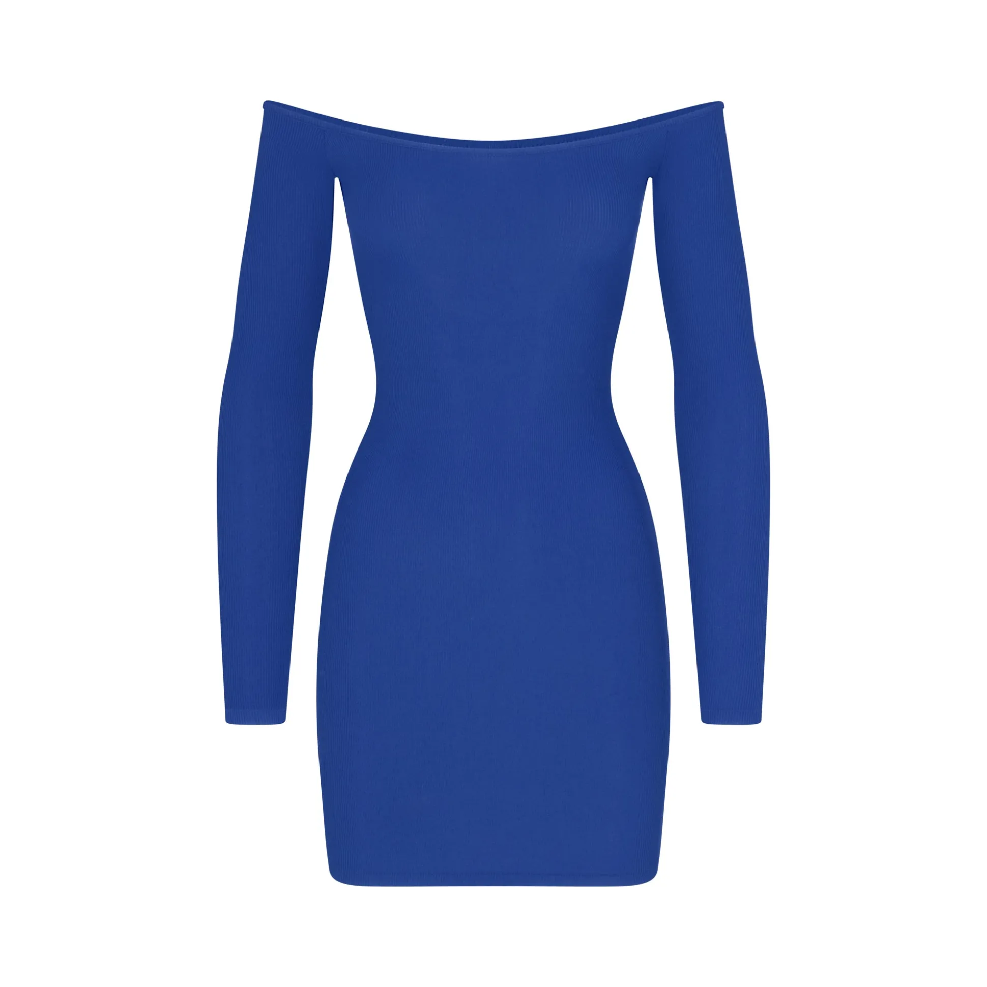 SOFT LOUNGE OFF THE SHOULDER MINI DRESS | COBALT