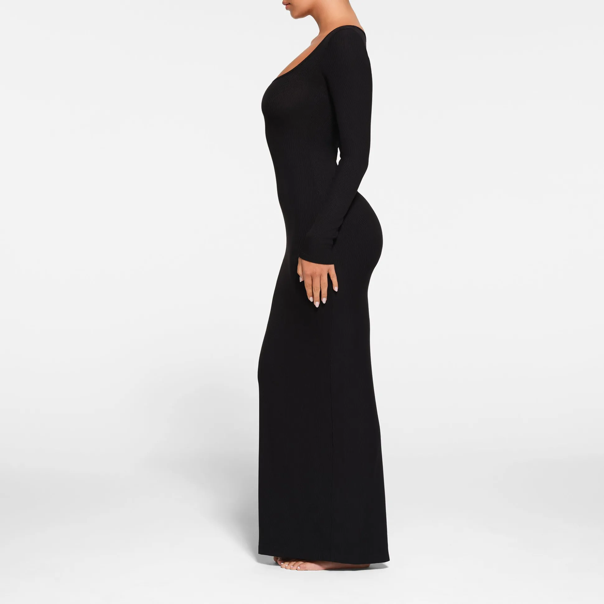 SOFT LOUNGE PETITE LONG SLEEVE DRESS | ONYX