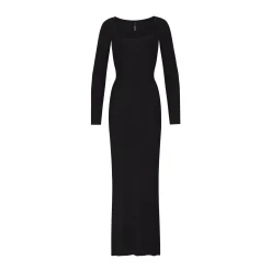SOFT LOUNGE PETITE LONG SLEEVE DRESS | ONYX