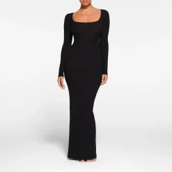 SOFT LOUNGE PETITE LONG SLEEVE DRESS | ONYX