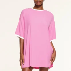 SOFT LOUNGE RINGER T-SHIRT MINI DRESS | BLUSH