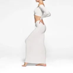 SOFT LOUNGE RUCHED LONG SLEEVE CROP TOP | MARBLE
