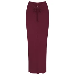SOFT LOUNGE RUCHED LONG SKIRT | WINE