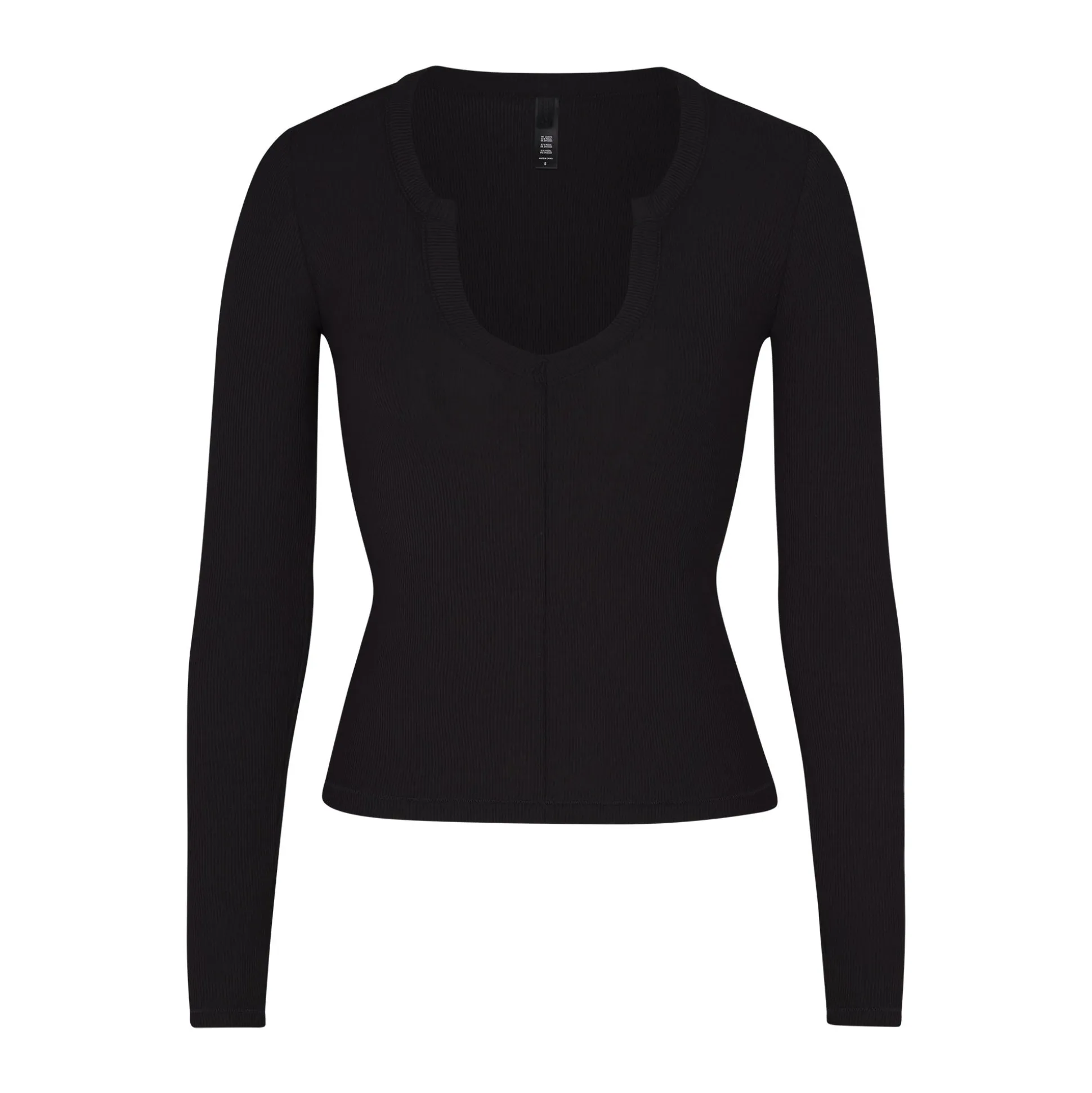 SOFT LOUNGE SPLIT NECK LONG SLEEVE | ONYX