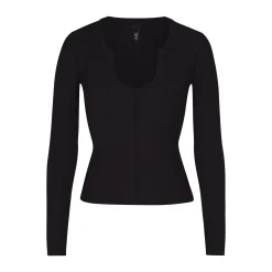 SOFT LOUNGE SPLIT NECK LONG SLEEVE | ONYX