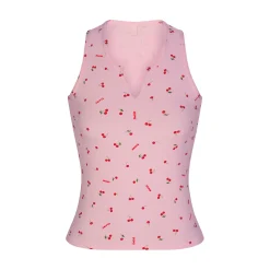 SOFT LOUNGE SPLIT NECK TANK | CHERRY BLOSSOM PRINT