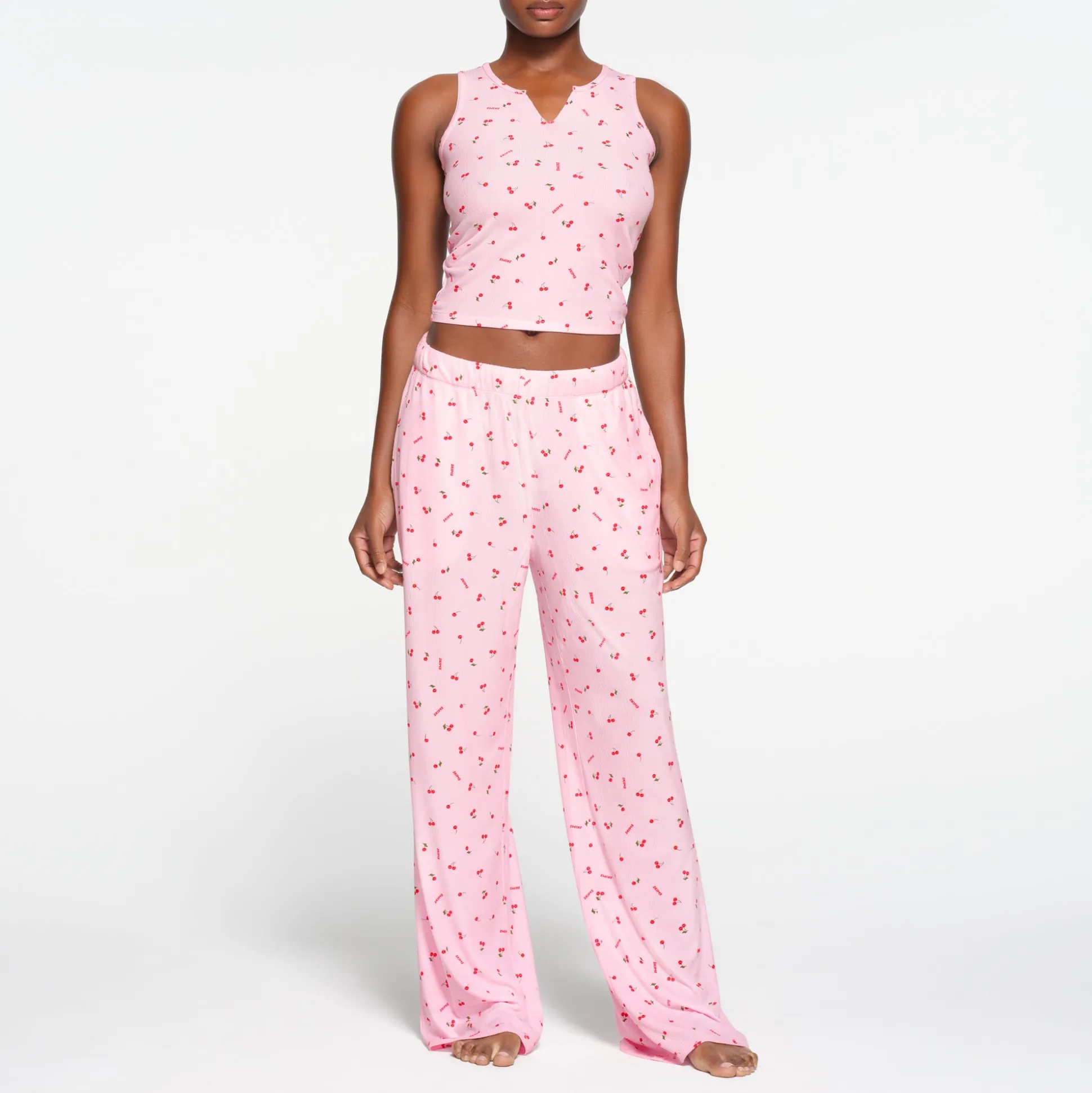 SOFT LOUNGE SPLIT NECK TANK | CHERRY BLOSSOM PRINT