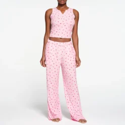 SOFT LOUNGE SPLIT NECK TANK | CHERRY BLOSSOM PRINT