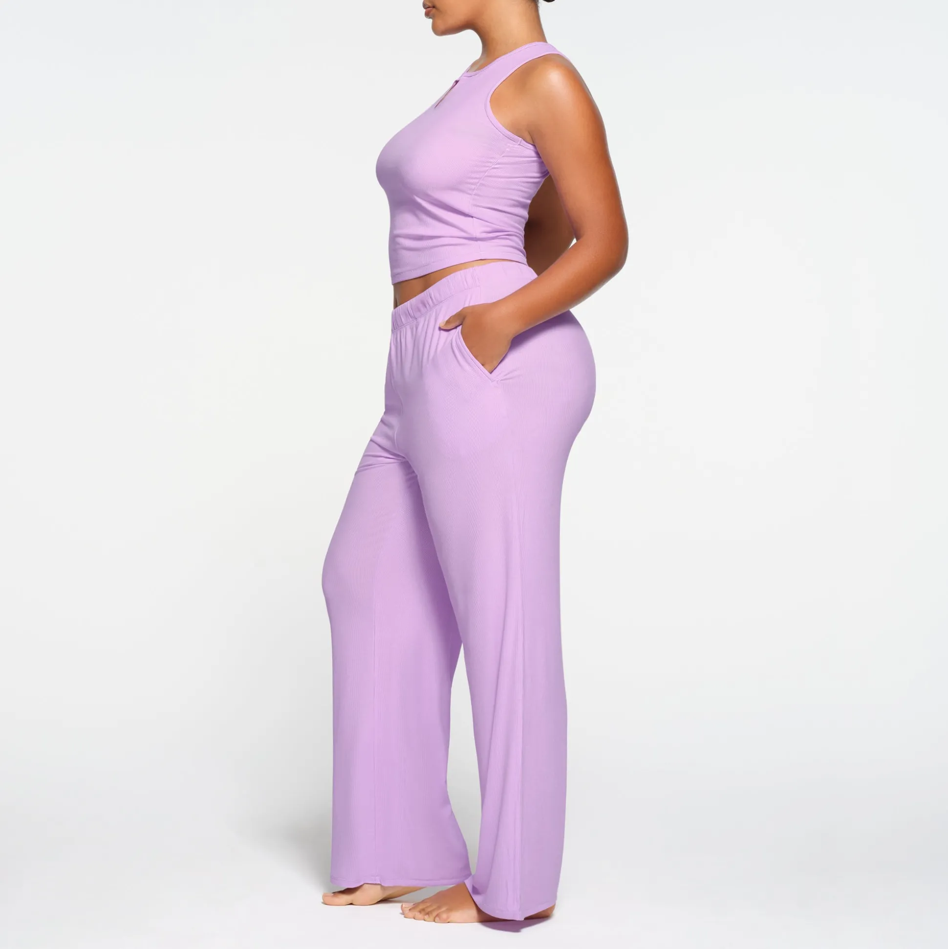 SOFT LOUNGE SPLIT NECK TANK | SUGAR PLUM
