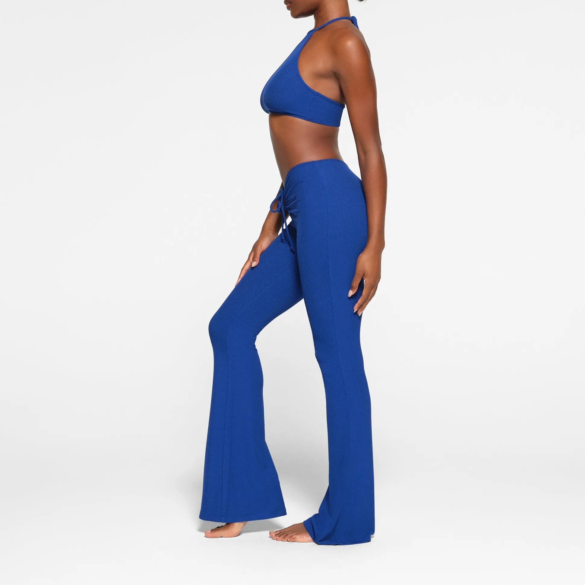 SOFT LOUNGE SUPER CROPPED HALTER TOP | COBALT