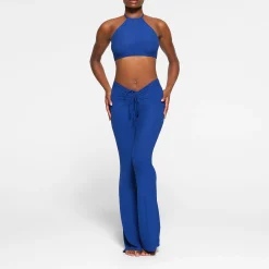 SOFT LOUNGE SUPER CROPPED HALTER TOP | COBALT