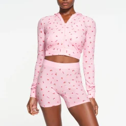 SOFT LOUNGE ZIP UP HOODIE | CHERRY BLOSSOM PRINT