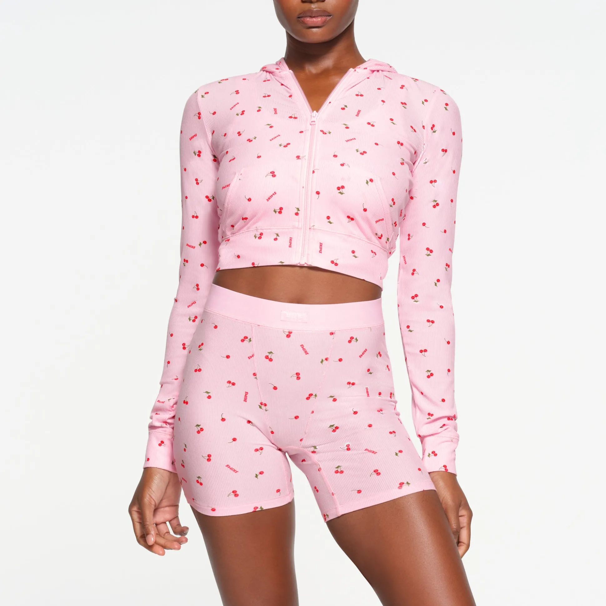 SOFT LOUNGE ZIP UP HOODIE | CHERRY BLOSSOM PRINT