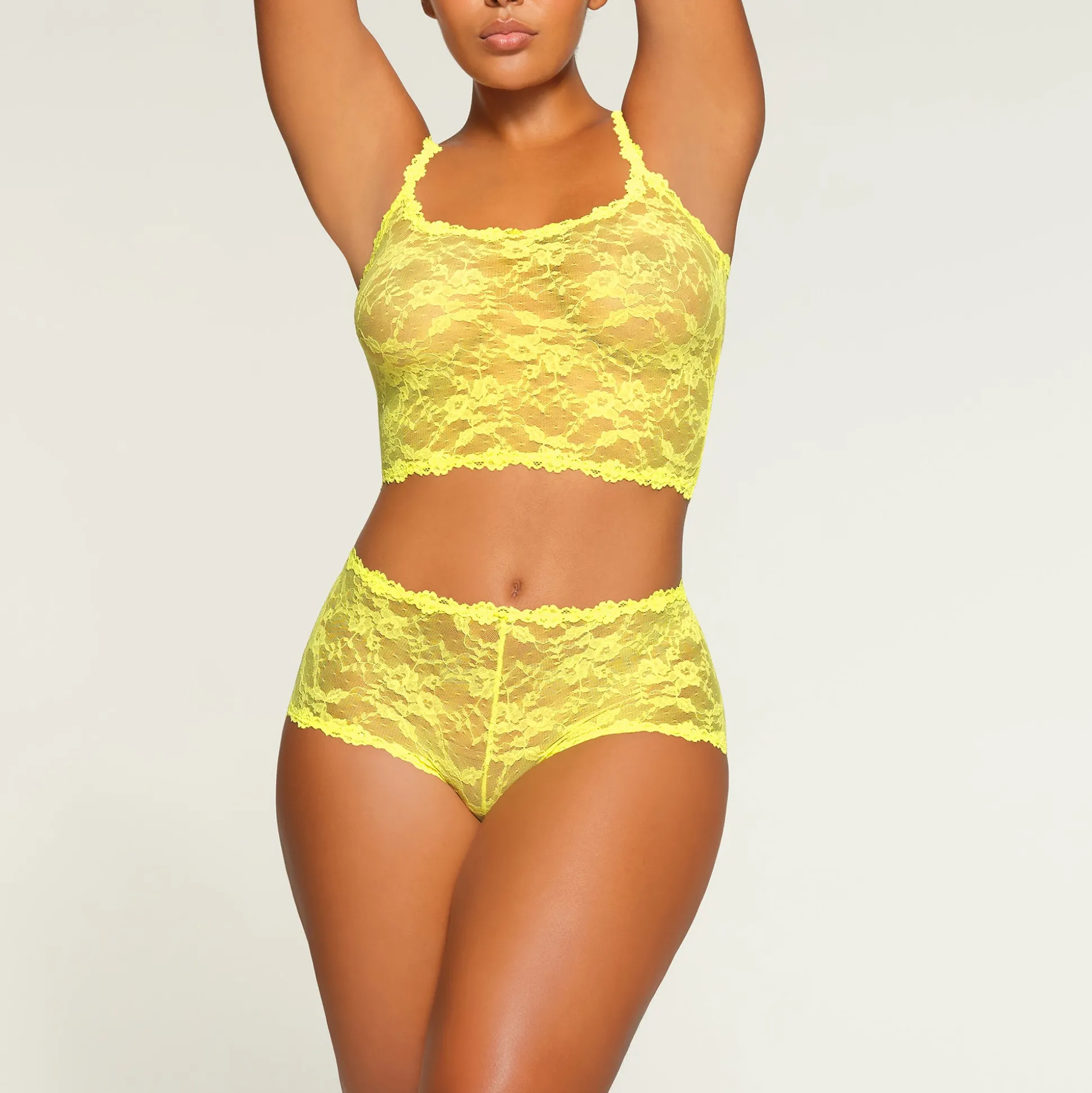 STRETCH LACE BOY SHORT | YELLOW HIGHLIGHTER