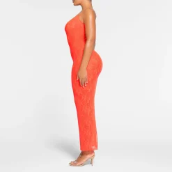 STRETCH LACE CAMI LONG DRESS | SUNSET