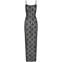 STRETCH LACE CAMI LONG DRESS | ONYX