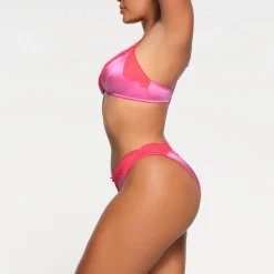 STRETCH SATIN LACE BIKINI | NEON ORCHID
