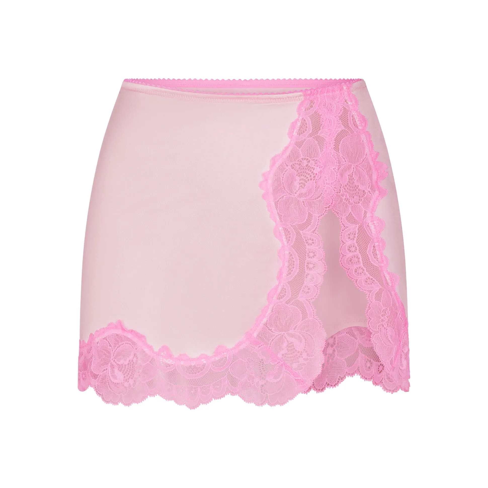 STRETCH SATIN LACE LOW RISE SLIP SKIRT | CHERRY BLOSSOM