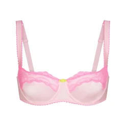 STRETCH SATIN LACE UNLINED BALCONETTE BRA | CHERRY BLOSSOM