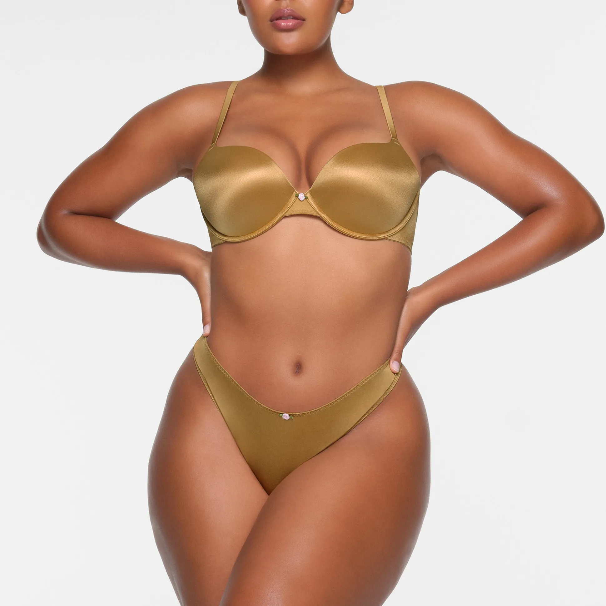 STRETCH SATIN PUSH-UP BRA | PYRITE
