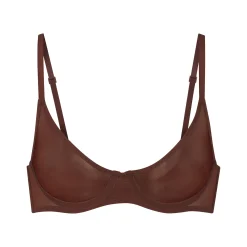ULTRA FINE MESH SCOOP BRA | MAHOGANY