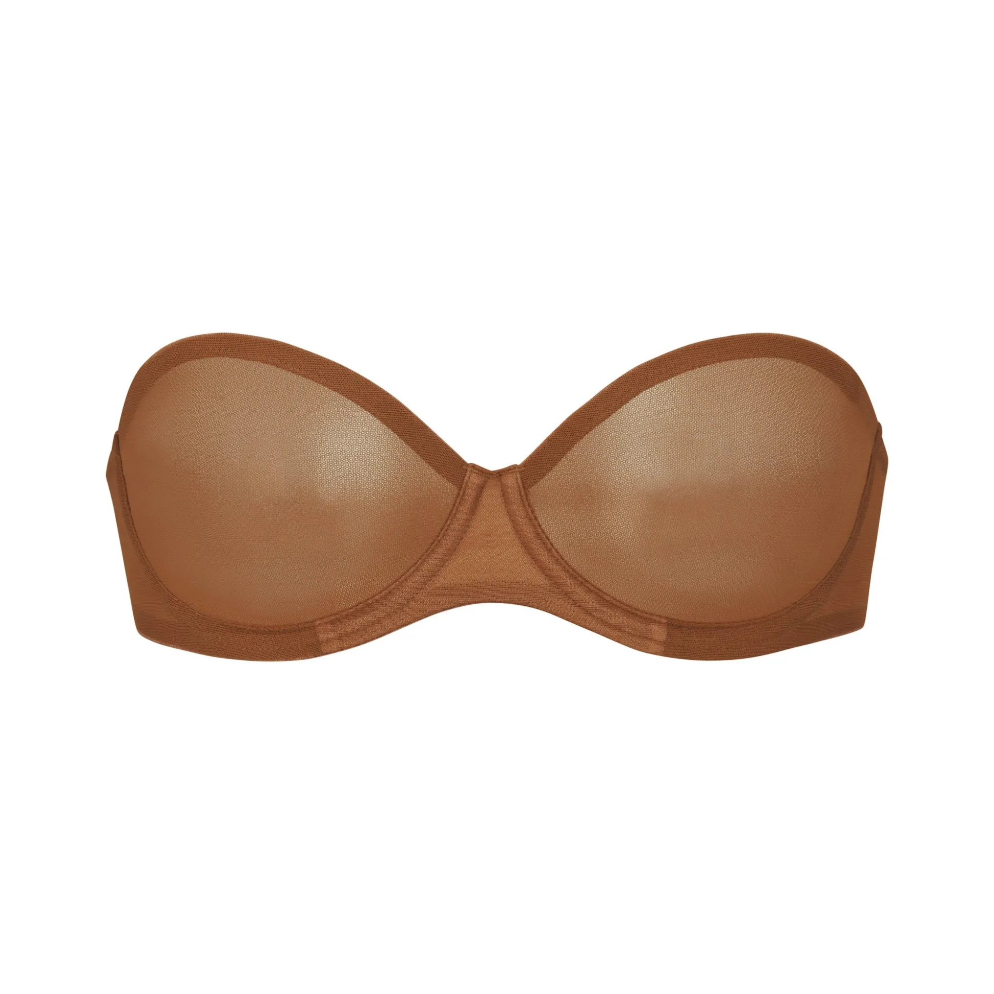 ULTRA FINE MESH STRAPLESS BRA | BRONZE