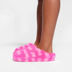 VALENTINE'S LOGO SLIPPER | NEON PINK LOGO